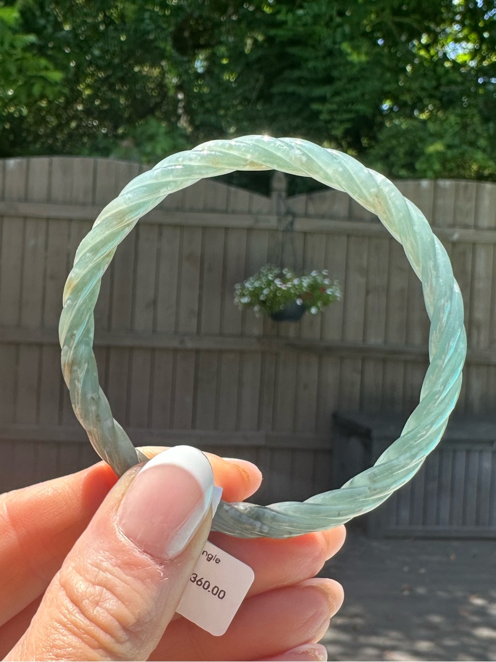 ✨ Icy Grade A Bluewater Jadeite Twist Bangle ✨ High Translucency, Certificate
